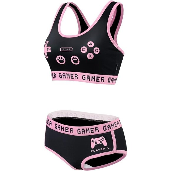 Littleforbig Women Cotton Camisole and Pantie Sport Loungewear Bralette Set Pink - Picture 6 of 7